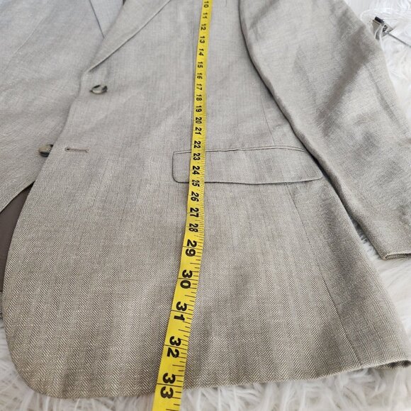 Club Room Men's 42L Linen Blend Sport Coat Blazer Two Button Casual Beige - Picture 8 of 15